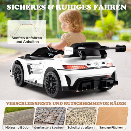 Kids Electric Car with Remote – Mercedes-AMG GT3, 12V, White