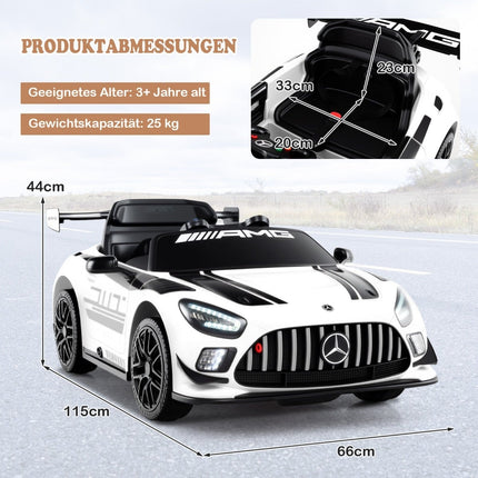 Kids Electric Car with Remote – Mercedes-AMG GT3, 12V, White