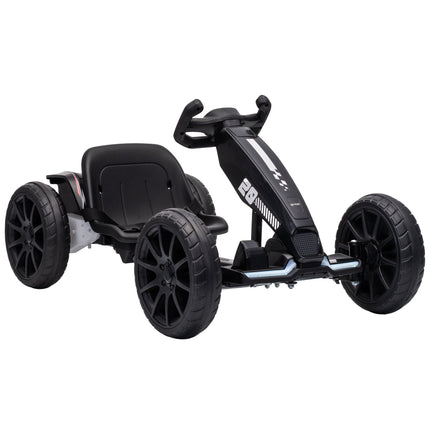 Kids Electric Go-Kart 12V with 2 Motors and Soft Start, Black, LED Headlights