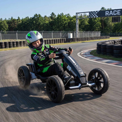 Kids Electric Go-Kart 12V with 2 Motors and Soft Start, Black, LED Headlights