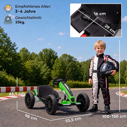 Kids Electric Go-Kart 12V with 2 Motors and Soft Start, Green, LED Headlights