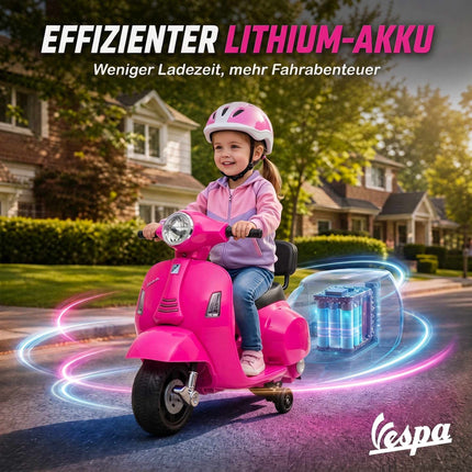 Kids Electric Motorbike with Training Wheels and Backrest, 18–36 Months, Pink