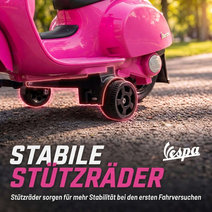 Kids Electric Motorbike with Training Wheels and Backrest, 18–36 Months, Pink