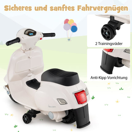 Kids Electric Motorcycle 6V with LED Headlight, White