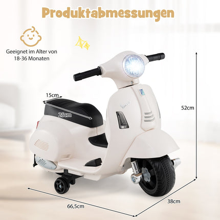 Kids Electric Motorcycle 6V with LED Headlight, White