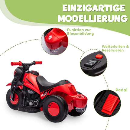 Elektrische kindermotor, 6V met muziek, 2,5-3 km/u, leeftijd 2-5