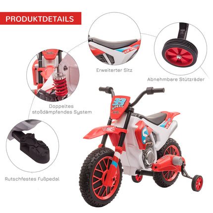 Kids' Electric Motorcycle, Red/White, 45 Min Ride Time