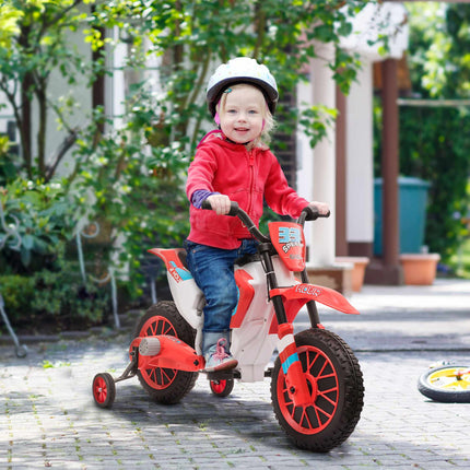 Kids' Electric Motorcycle, Red/White, 45 Min Ride Time