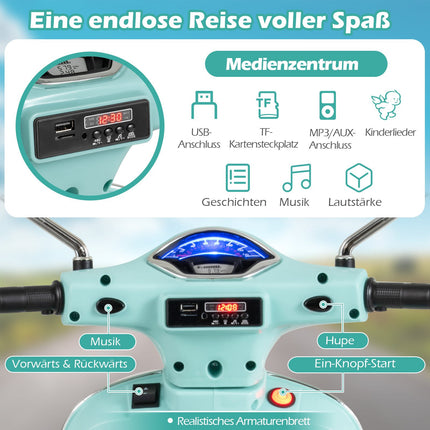 Kinder-Elektromotorrad mit LED-Lichtern, Grün