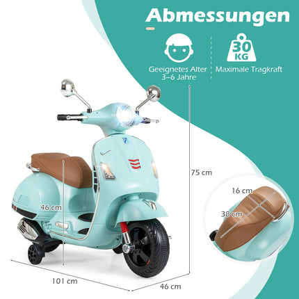 Kinder-Elektromotorrad mit LED-Lichtern, Grün