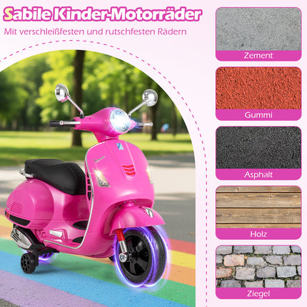 Kinder-Elektromotorrad mit LED-Lichtern, Pink, Alter 3-6