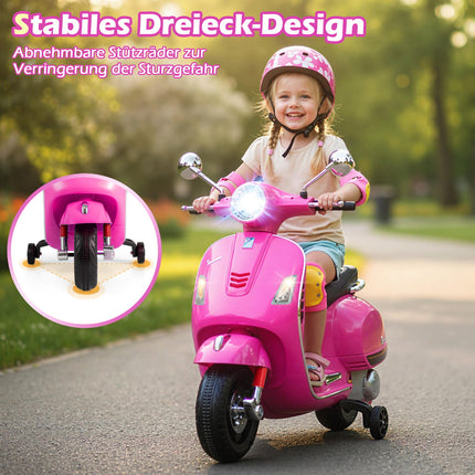 Kinder-Elektromotorrad mit LED-Lichtern, Pink, Alter 3-6