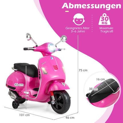 Kinder-Elektromotorrad mit LED-Lichtern, Pink, Alter 3-6