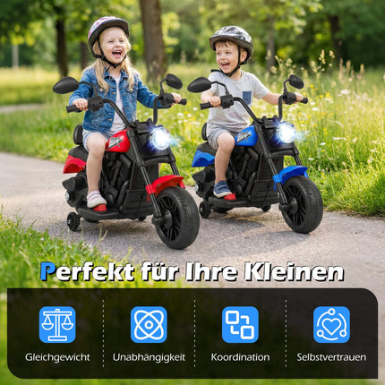 Kinder-Elektromotorrad mit Musik, Scheinwerfern, Fußpedalen