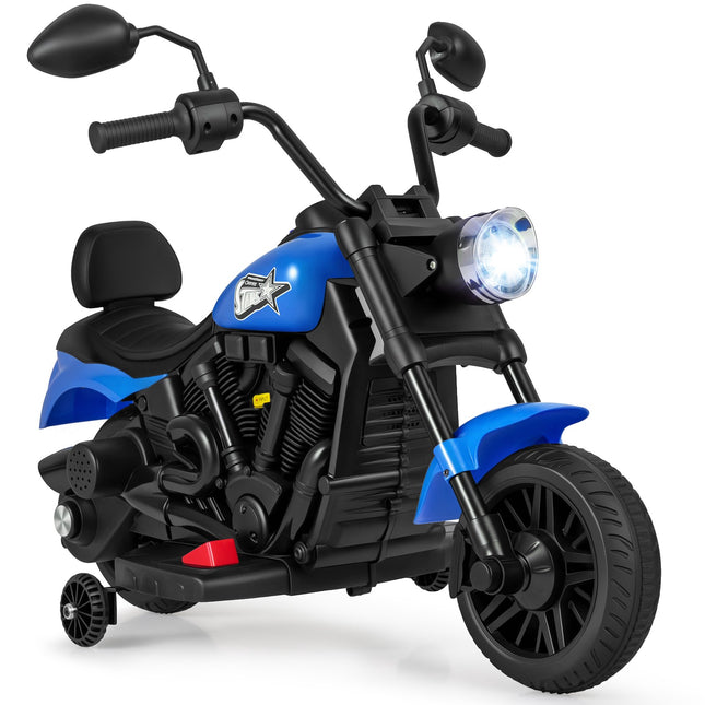 Kinder-Elektromotorrad mit Musik, Scheinwerfern, Fußpedalen