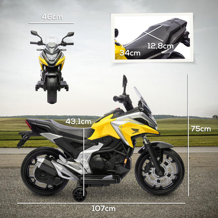 Kinder-Elektromotorrad mit Stützrädern, 3 km/h Geschwindigkeit