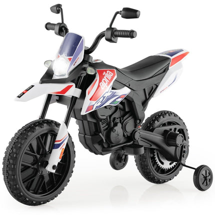 Kids Electric Motorcycle with Training Wheels, Music, 12V Battery