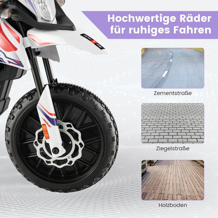 Kids Electric Motorcycle with Training Wheels, Music, 12V Battery