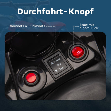 Kinder Elektro Quad 6V mit Vor-/Rückwärtsgang, Musik, LED