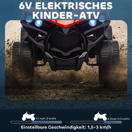 Kinder Elektro Quad 6V mit Vor-/Rückwärtsgang, Musik, LED