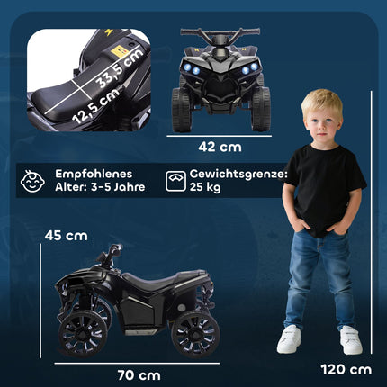 Dětská elektrická čtyřkolka 6V s jízdou vpřed/vzad, hudba, LED