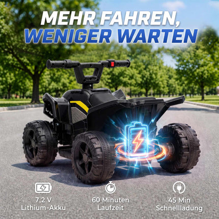 Kids Electric Quad 6V with Lithium Battery, Button Control, Black, 18-48 Months