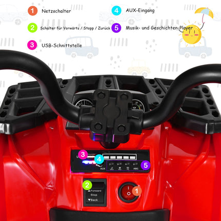 Kinder Elektro Quad ATV 6V, Licht, Musik, Vorwärts Rückwärts