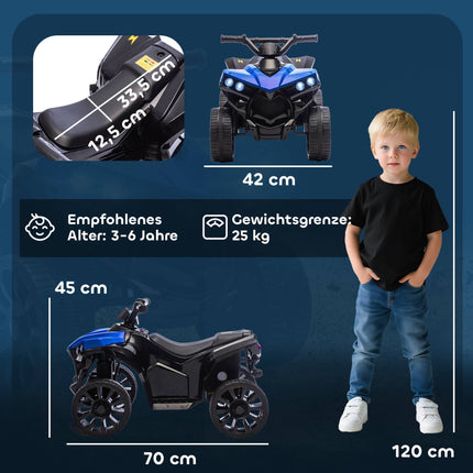 Dětská elektrická čtyřkolka, motor 6V, hudba a světla, modrá