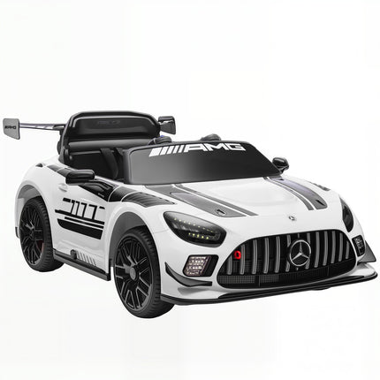 Kids Electric Ride-On Car, 12V Battery, LED Lights, White