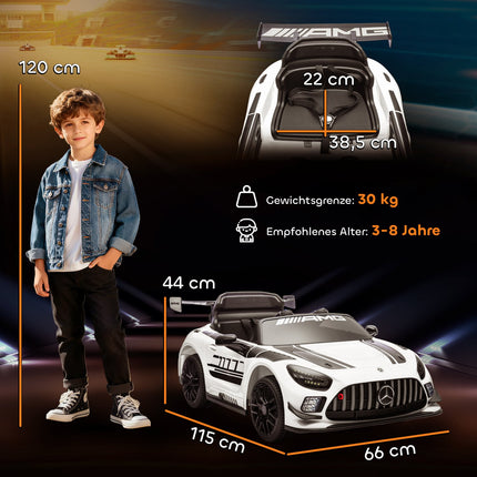 Kids Electric Ride-On Car, 12V Battery, LED Lights, White