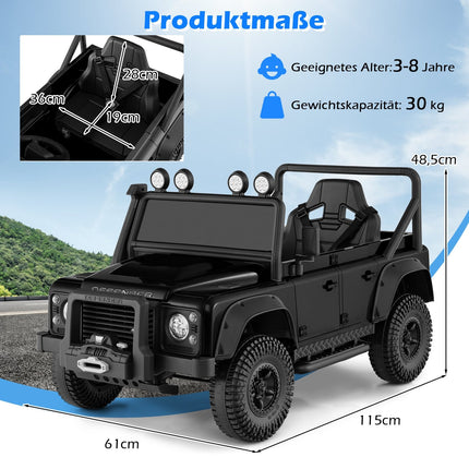 Kinder Elektro-Rutschauto mit Fernbedienung, Schwarz, 12V Akku