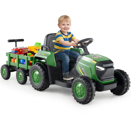 Kinder Elektro-Aufsitz-Traktor mit abnehmbarem Anhänger, Fernbedienung