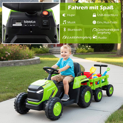 Elektrischer Kinder-Aufsitztrecker mit abnehmbarem Anhänger, Fernbedienung