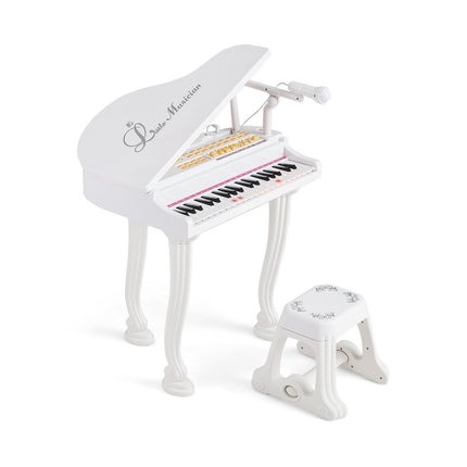Elektronisches Kinderkeyboard mit 37 Tasten und Hocker, Weiß