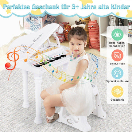 Kinder-Keyboard mit Hocker, 31 Tasten, Weiß