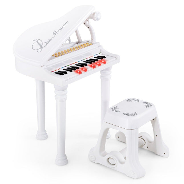 Kinder-Keyboard mit Hocker, 31 Tasten, Weiß