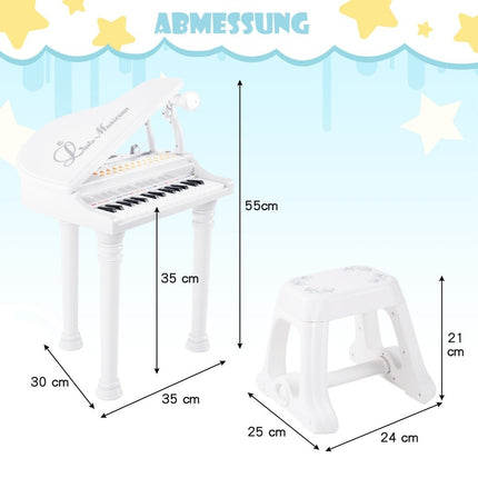 Kinder-Keyboard mit Hocker, 31 Tasten, Weiß
