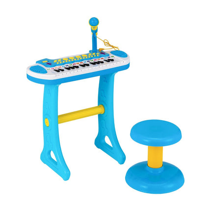 Kinder-Keyboard mit Hocker & Mikrofon, 31 Tasten, Blau