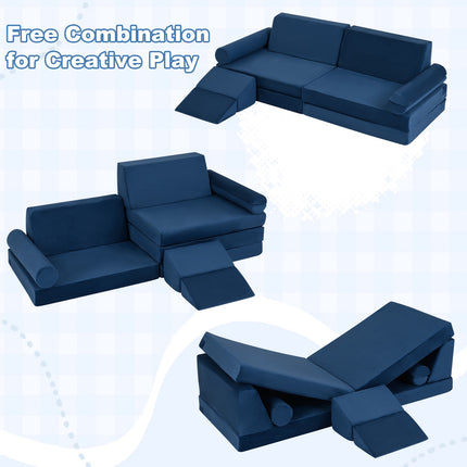 Kinderspielsofa-Set aus Schaumstoff, 10-teilig, Klettern und Krabbeln, Blau