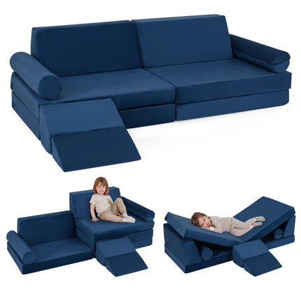 Kinderspielsofa-Set aus Schaumstoff, 10-teilig, Klettern und Krabbeln, Blau