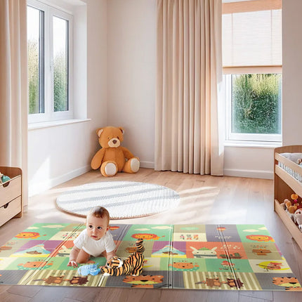 Faltbare Kinderspielmatte, Zoo-Design, 195x180cm