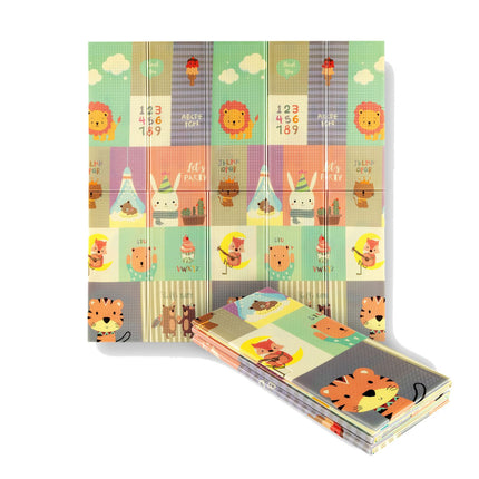 Faltbare Kinderspielmatte, Zoo-Design, 195x180cm
