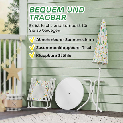 Kinder Klapptisch-Set mit Schirm, Tiermotiv