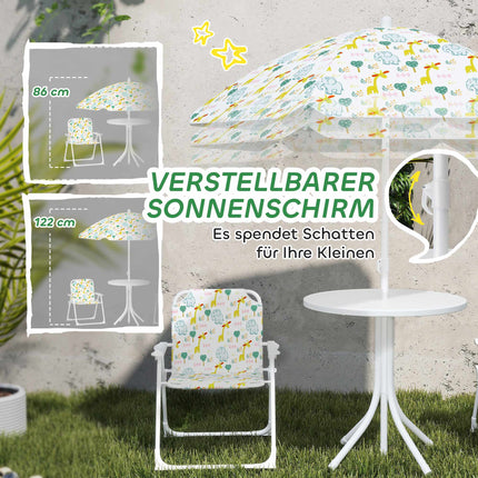 Kinder Klapptisch-Set mit Schirm, Tiermotiv