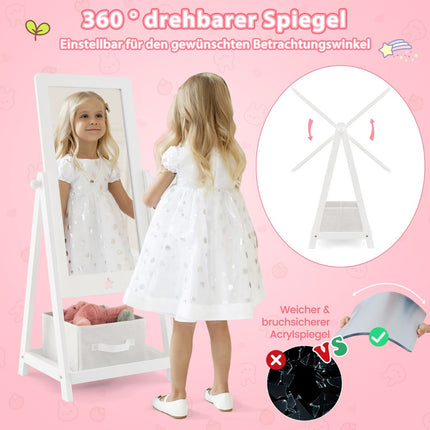 Kinder-Standspiegel in voller Länge – 360° drehbar, mit Ablagefach