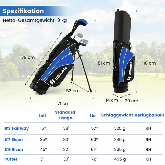 Kindergolfclubset, rechtshandig, leeftijd 11-13, blauw