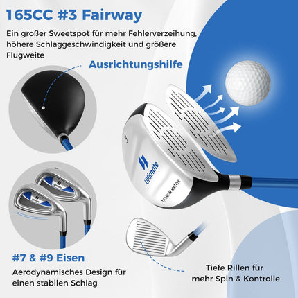 Dětská sada golfových holí pro praváky, 11-13 let, modrá