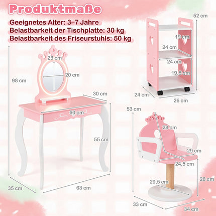Kids Hair Salon Play Set with LED Mirror & Swivel Chair