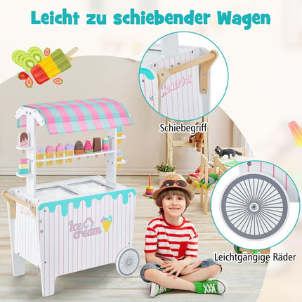 Eiswagen Spielzeug für Kinder mit Rollen – 12 Zubehörteile