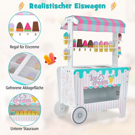 Eiswagen Spielzeug für Kinder mit Rollen – 12 Zubehörteile